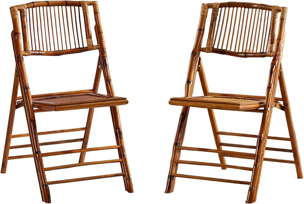 2 Pack Certified Bamboo Folding Chair, Completely Upgraded Foldable Vintage D...