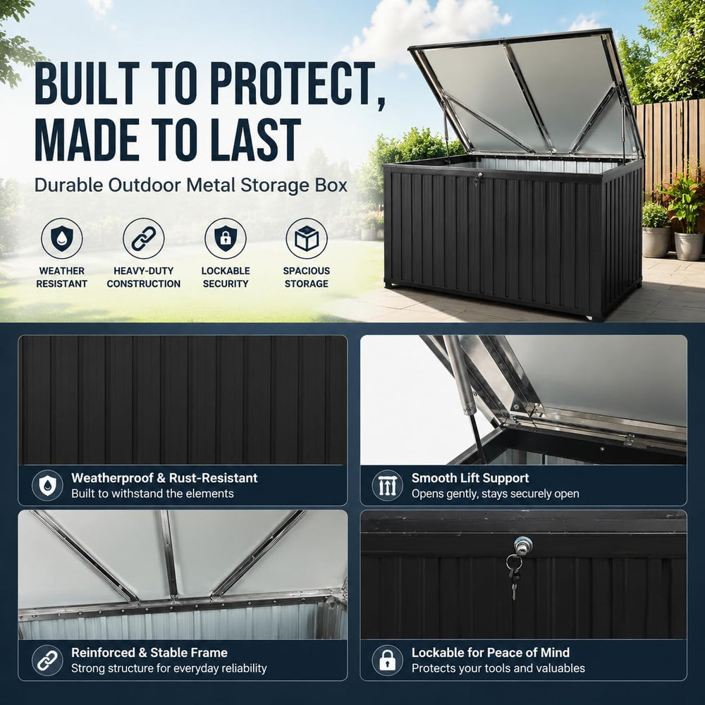 Metal Storage Box for Outdoors, Durable Large Capacity Organizer, Waterproof ...