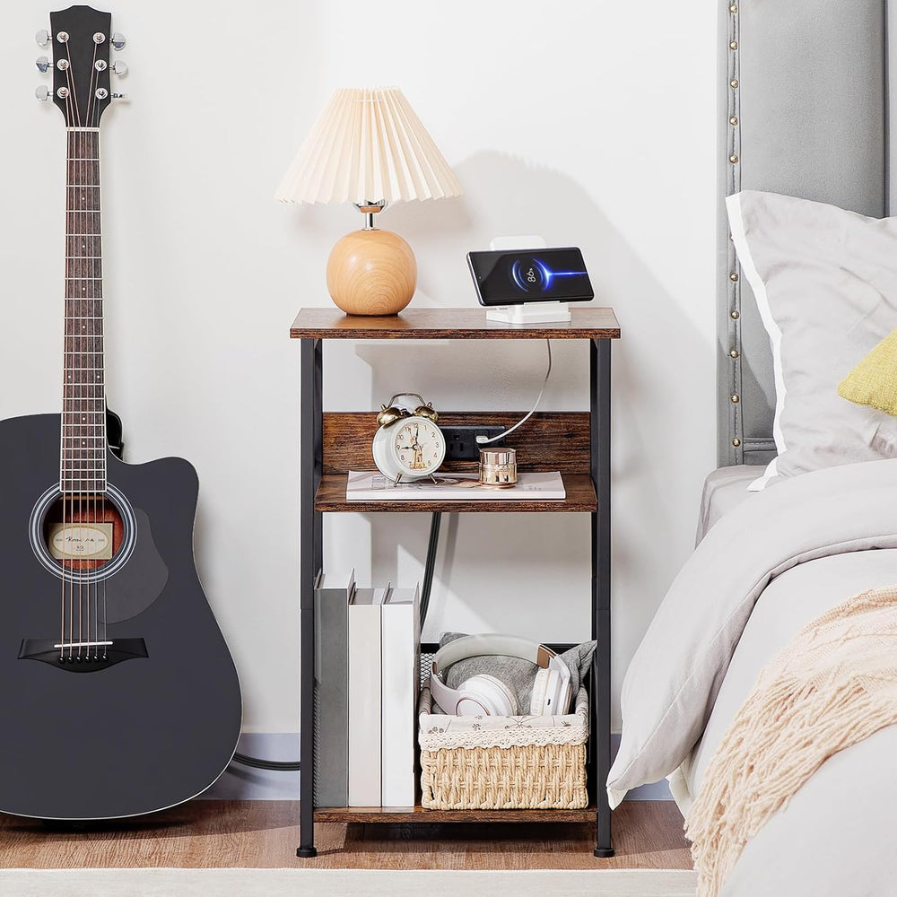 AMHANCIBLE Record Player Stand with Charging Station, Turntable Stand with St...