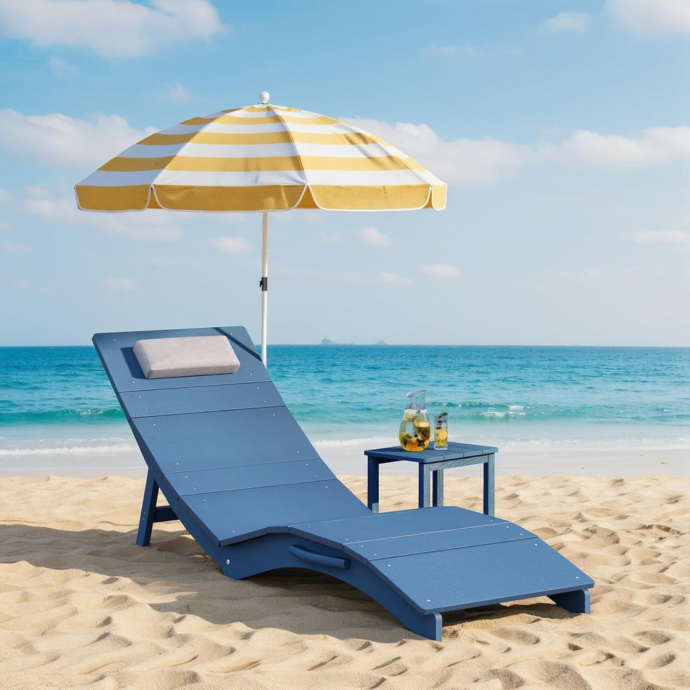 Stoog Folding Pool Lounge Chair, HIPS Outdoor Anti-Floating Recliner with Hea...