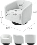 Swivel Barrel Accent Chair, Comfy Reading Armchair, Cream Beige, Set of 1 | Low-Back Design | 360° Swivel | Solid Wood Frame | High-Density Foam Seat | Modern Round Style | For Living Room & Bedroom