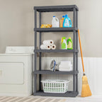 Sterilite 3-Pack 5 Shelf Unit, Heavy-Duty Shelving Storage Rack for Home and Garage, Gray - Multipurpose Plastic Organizer Shelves for Smart Organization
