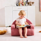 Karl home Toddler Chair Comfy, Cute Arclet Designs Kid's Chair, Red | Toddler Reading Chair, Foam Kids Sofa with Soft Teddy Plush, Outdoor Furniture for Backyard Patio Garden Playroom Preschool