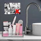 Hair Tool Organizer, Movable Hair Dryer Holder, Hair Styling Tools Storage for Vanity, Bath Counter Organizer, Bathroom Trays for Hair Toiletry, Makeup (12" x 7.7" x 5.8", Marble-Black)