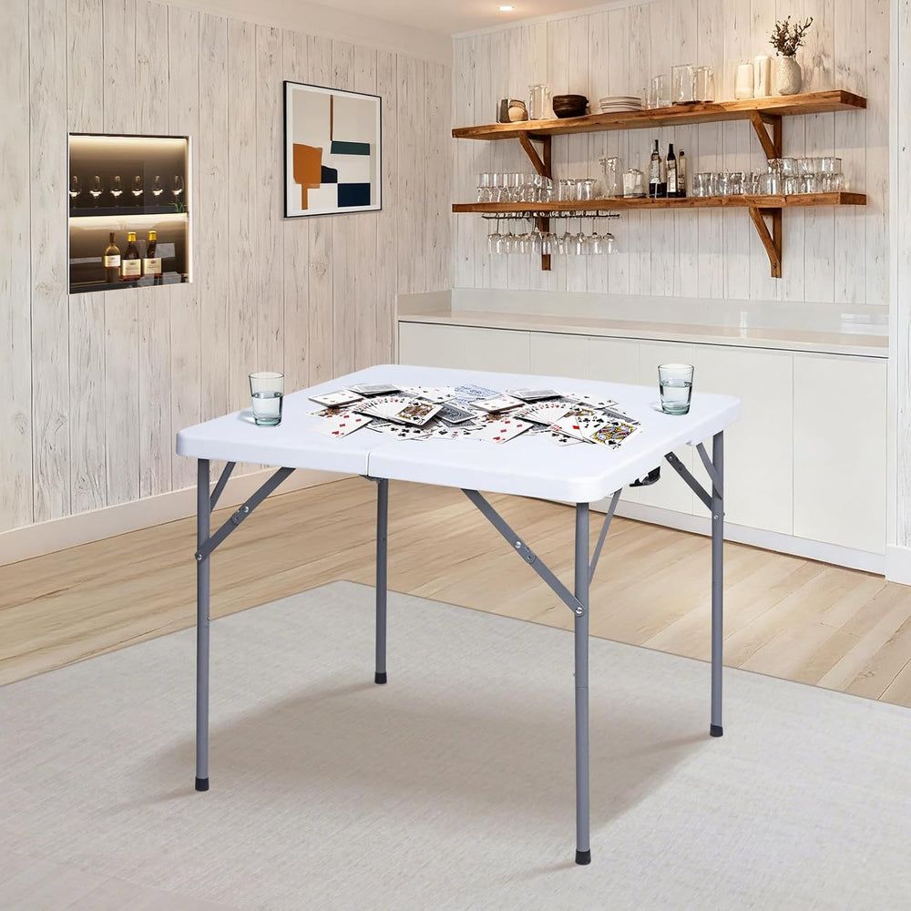 34" Square Folding Table Fold-in-Half Utility Dining Portable Table Heav...