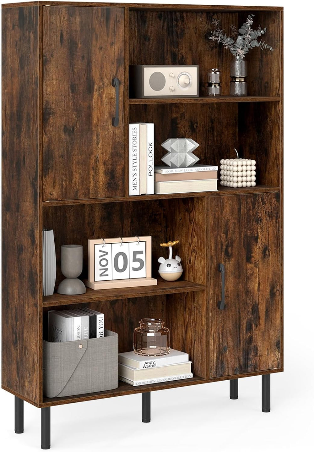 Giantex 47-Inches Storage Cabinet with Doors, Open Shelves, Anti-Tipping Devi...