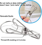 CenYouful 2 Pack Stainless Steel Round Hanging Drying Rack with 20 Clips for Drying Socks, Baby Clothes, Bras, Towel, Underwear, Hat, Scarf, Pants, Gloves