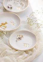COLLECTIVE HOME - Ceramic Jewelry Tray, Decorative Trinket Dish for Rings Earrings Necklaces Bracelet Watch Keys, Birthday Mother's Day Christmas Gift for Women, 4.75", White Surface (C)