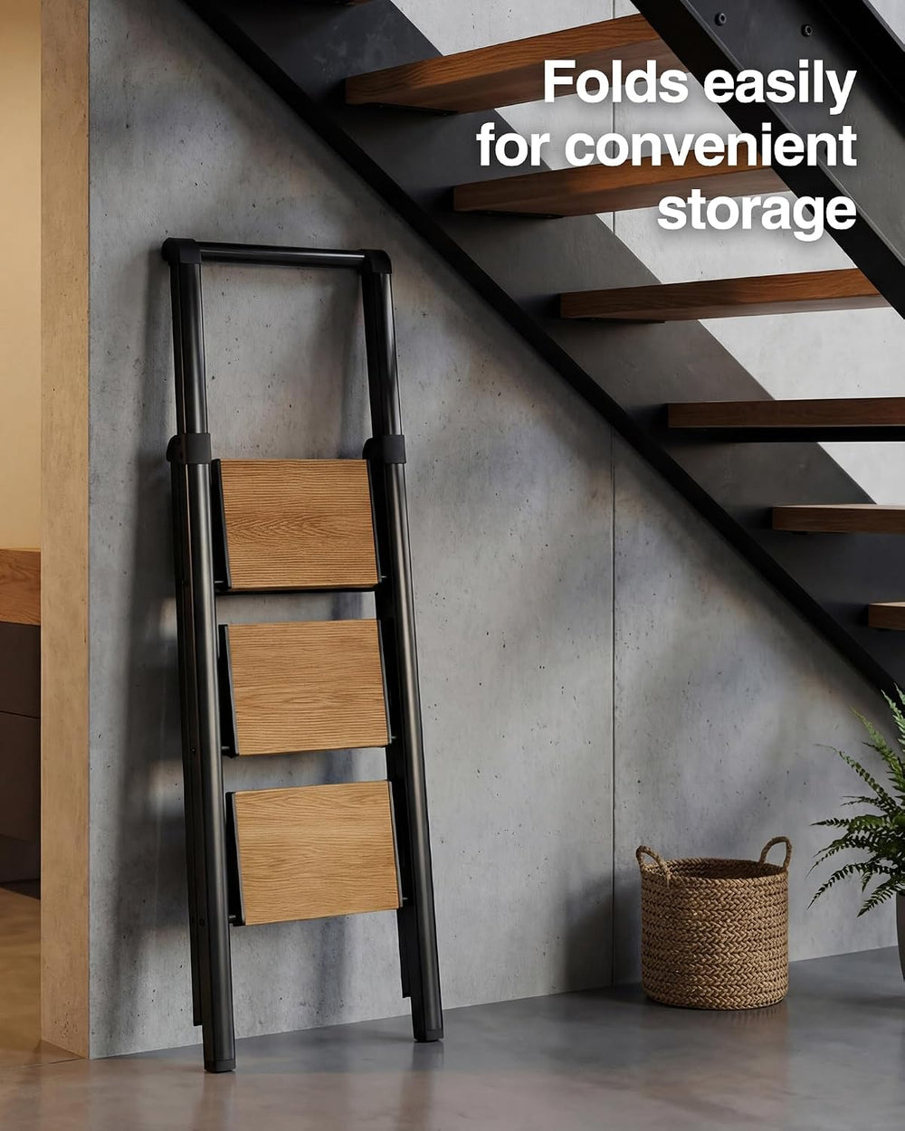 3 Step Ladder,Folding Step Stool with Aluminum Wide Pedal& Convenient Han...
