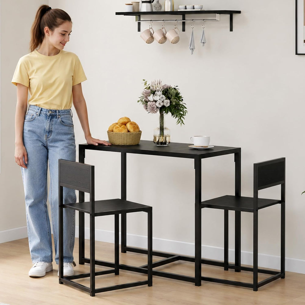 HOMCOM Small Dining Table Set for 2 Compact for Small Spaces, Black