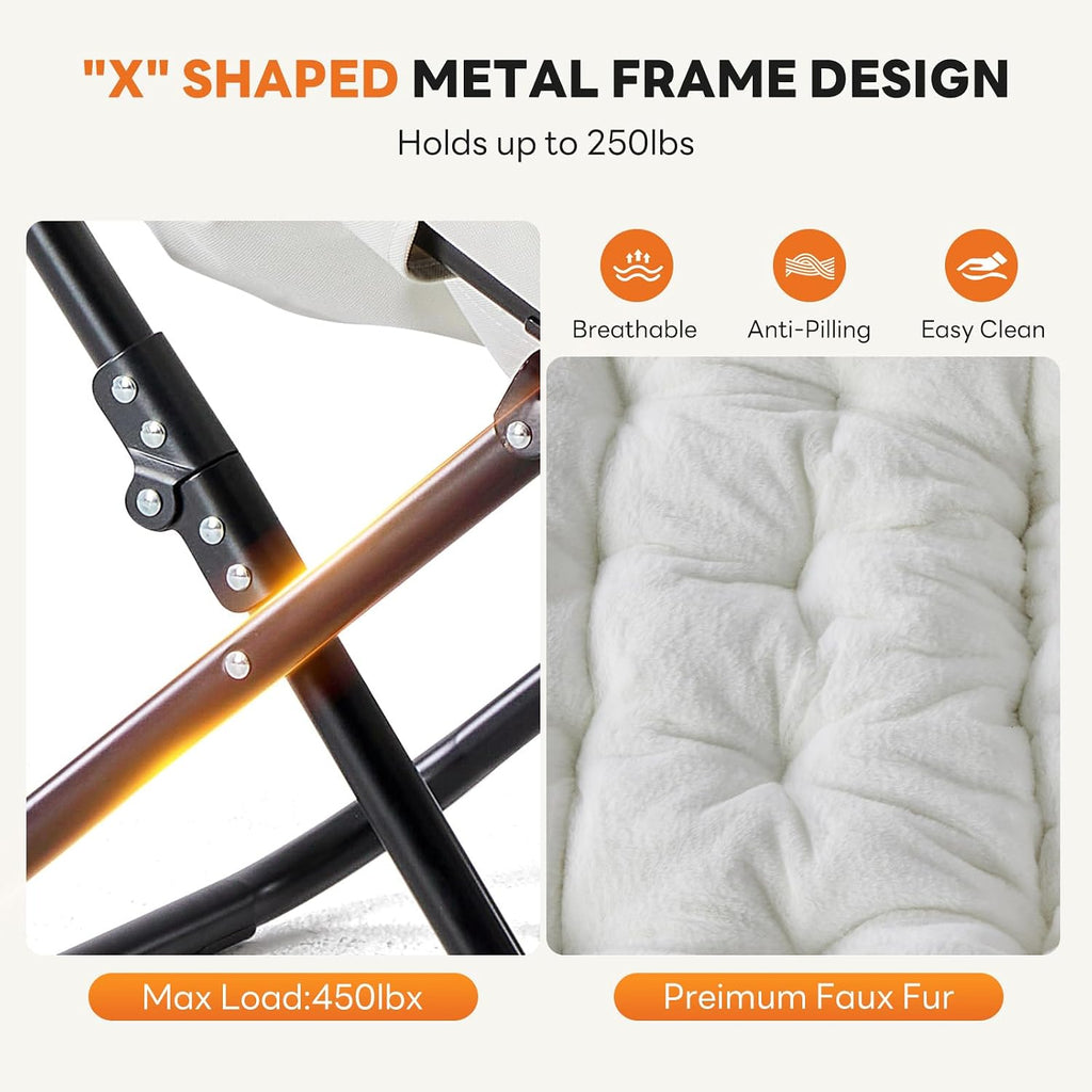 Sweetcrispy Comfy Chair for Adults, Foldable Living Room Chair, Soft Faux Fur Lounge for Bedroom Dorm Rooms, Comfortable Reading Chairs for Teens, X-Large