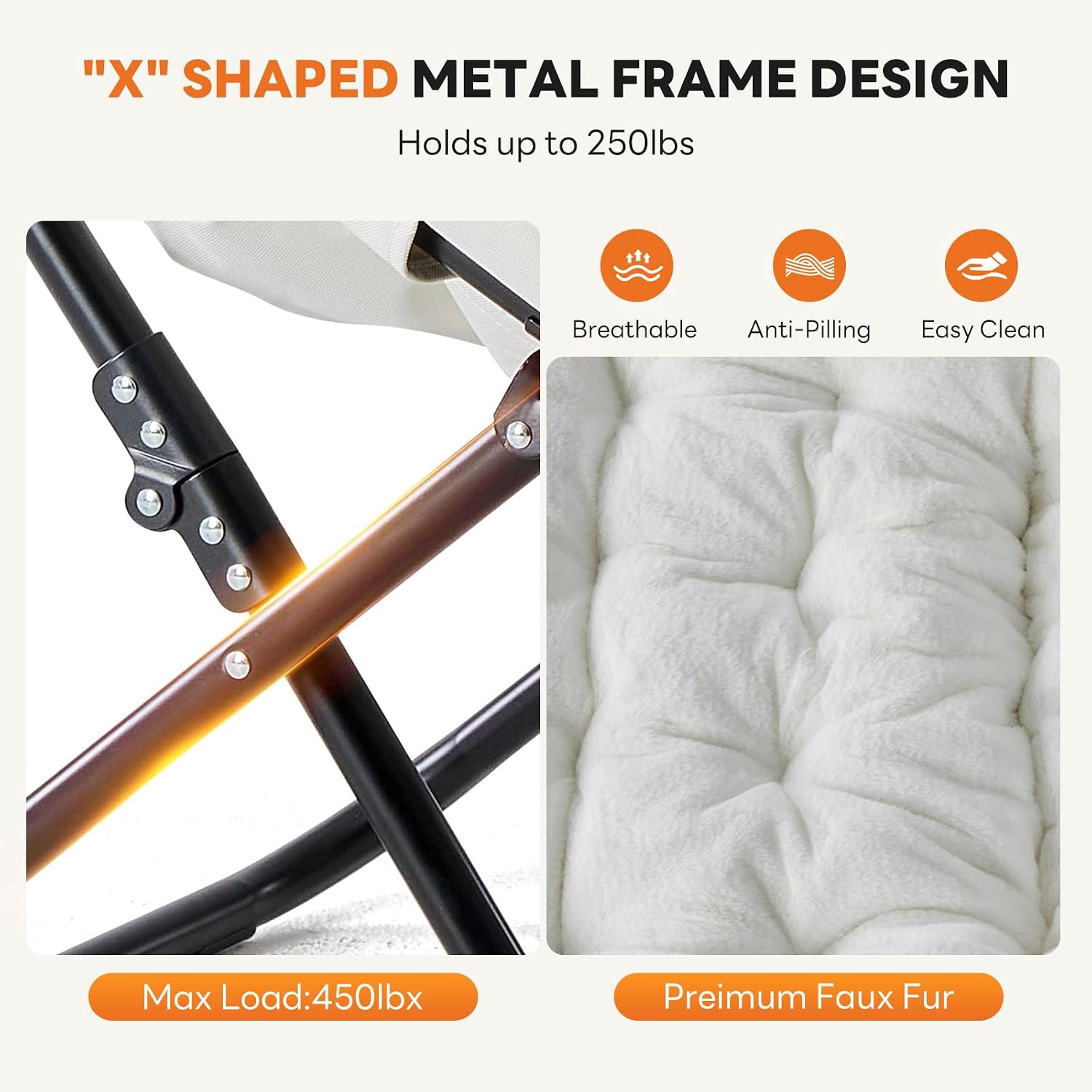 Sweetcrispy Comfy Chair for Adults, Foldable Living Room Chair, Soft Faux Fur Lounge for Bedroom Dorm Rooms, Comfortable Reading Chairs for Teens, X-Large