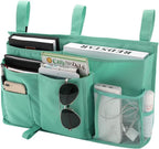 Bseash Bunk Bed Organizer, Bedside Caddy Hanging Bed Organizer Storage Bag 8 Pockets, for College Dorm Rooms Bed, Hospital Bed, Baby Bed Rails, 600D Oxford Cloth (Light Green)