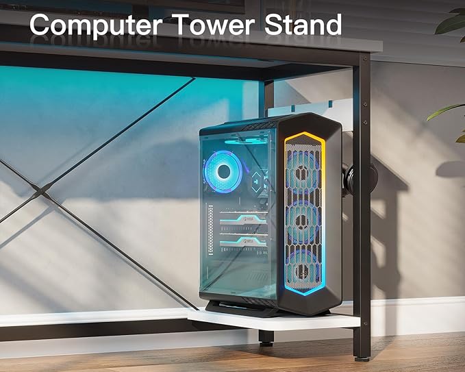 Coleshome 66" L Shaped Gaming Desk, L Shaped Desk, Computer Desk, Gaming Desk, Writing Desk, Home Office Desk, White