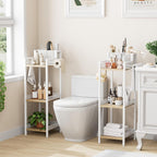 Slim Bathroom Storage Shelf Unit, 3 Tier Corner Storage, Rustic Makeup Organizer, Space-Saving Floor Standing Storage Shelves for Bathroom, Vanity,Kitchen, Laundry 9.85im Matte White