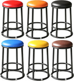 Backless Counter Stools, Metal Bar Stools, Office Three-Ring High Chair, Widen The Large Seat Surface, for Pub Coffee Home Dinning Kitchen Island(Red,45cm/18in)