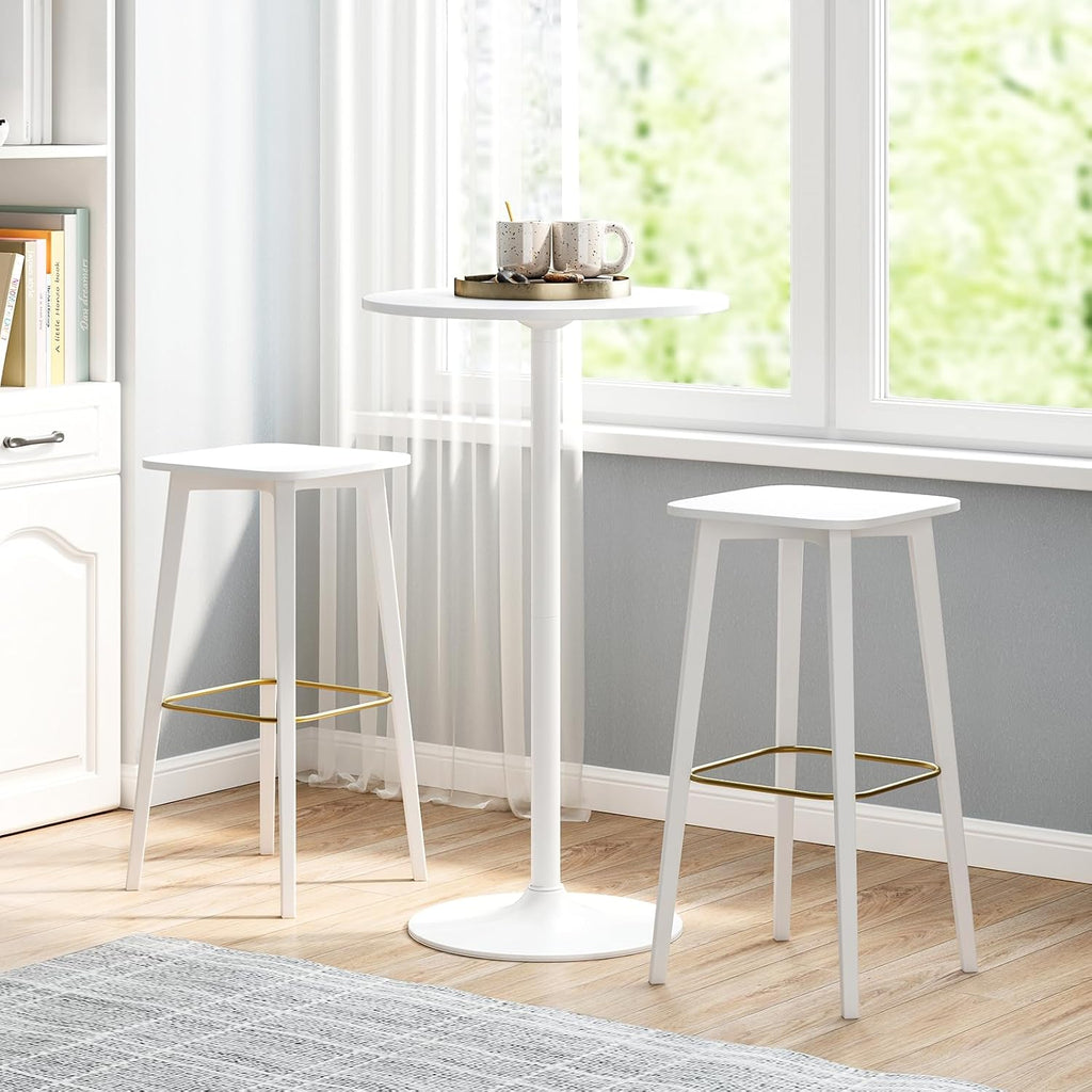 Giantex 6-Pack 2-in-1 Bar Table with Detachable Pole, Metal Base, 24" Round Top, 40"/22" Two Convertible Height, Cocktail Pub Table for Bistro, Dining Room, Restaurant, Kitchen, White