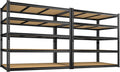 48" W Garage Shelving Heavy Duty 3200LBS Garage Storage Shelving, 5 Tier Adjustable Metal Shelving Unit Utility Rack Shelf for Warehouse, Pantry, Closet, Kitchen 72" H x 48" W x 24" D, Black,2PCS