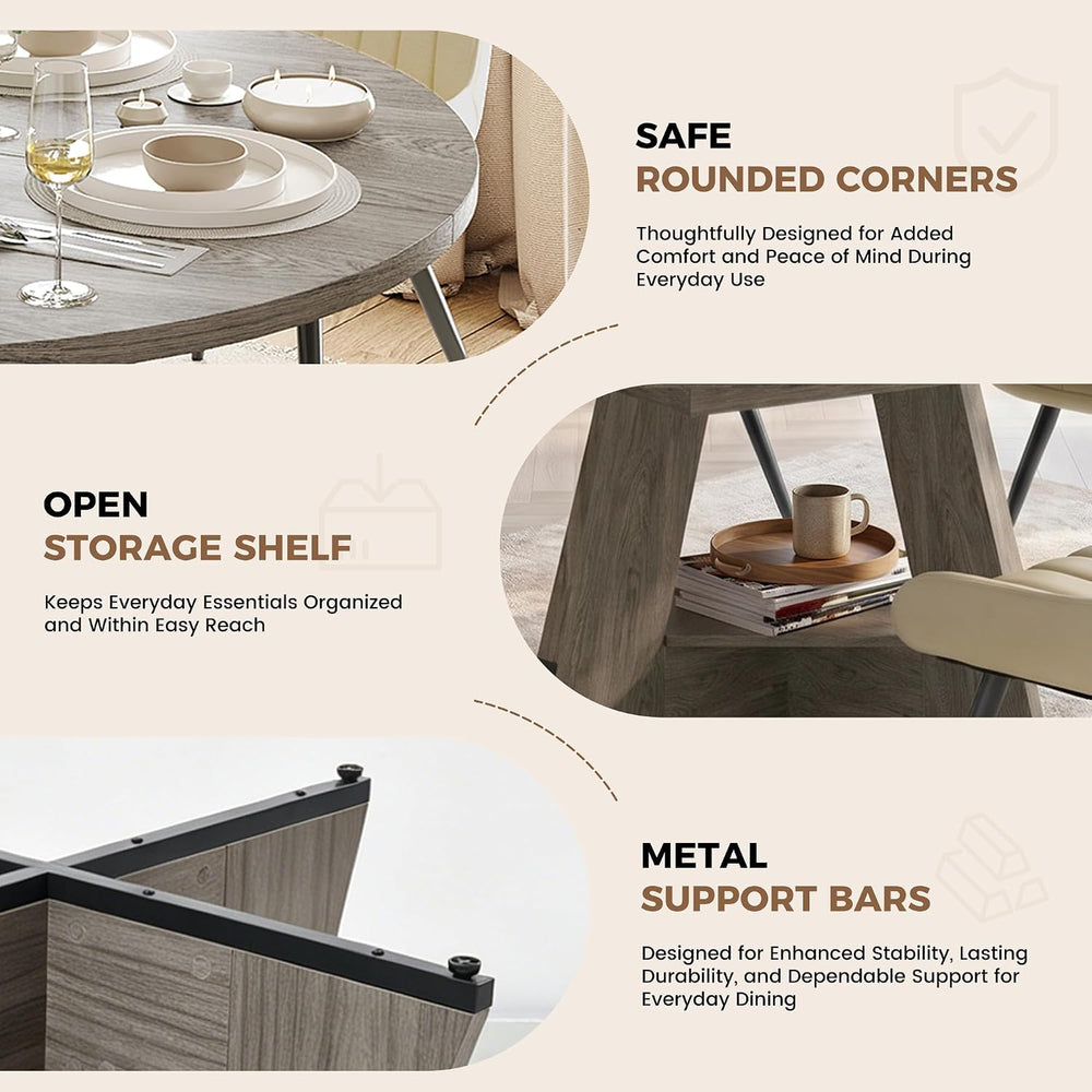 Miereirl Extendable Dining Table Set for 4-6, 47.24"-63" Round to O...