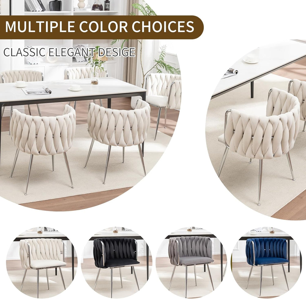 Velvet Dining Chairs Set of 4, Upholstered Dining Room Chairs with Metal Legs...