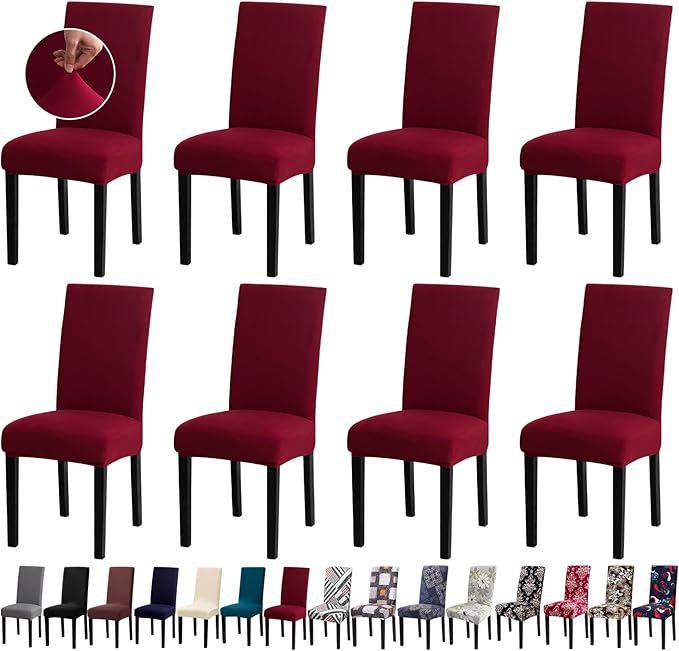 Chair Covers, Stretch Kitchen Chair Covers/Dining Room Chair Covers Set of 8, Removable Washable Dining Chair Slipcovers for Home, Hotel, Banquet