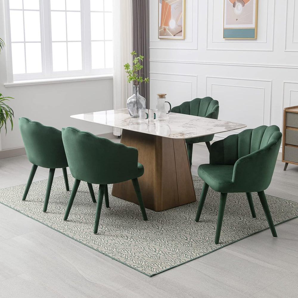 Velvet Dining Chairs Set of 2 Modern Living Room Chairs with Petal Back &...