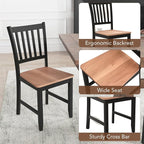 COSTWAY Dining Chairs Set of 4, Mid Century Modern Dining Room Chairs with Solid Rubber Wood Legs and Curved Backrest, Kitchen Chairs for Home, Living Room, Restaurant, Black & Walnut