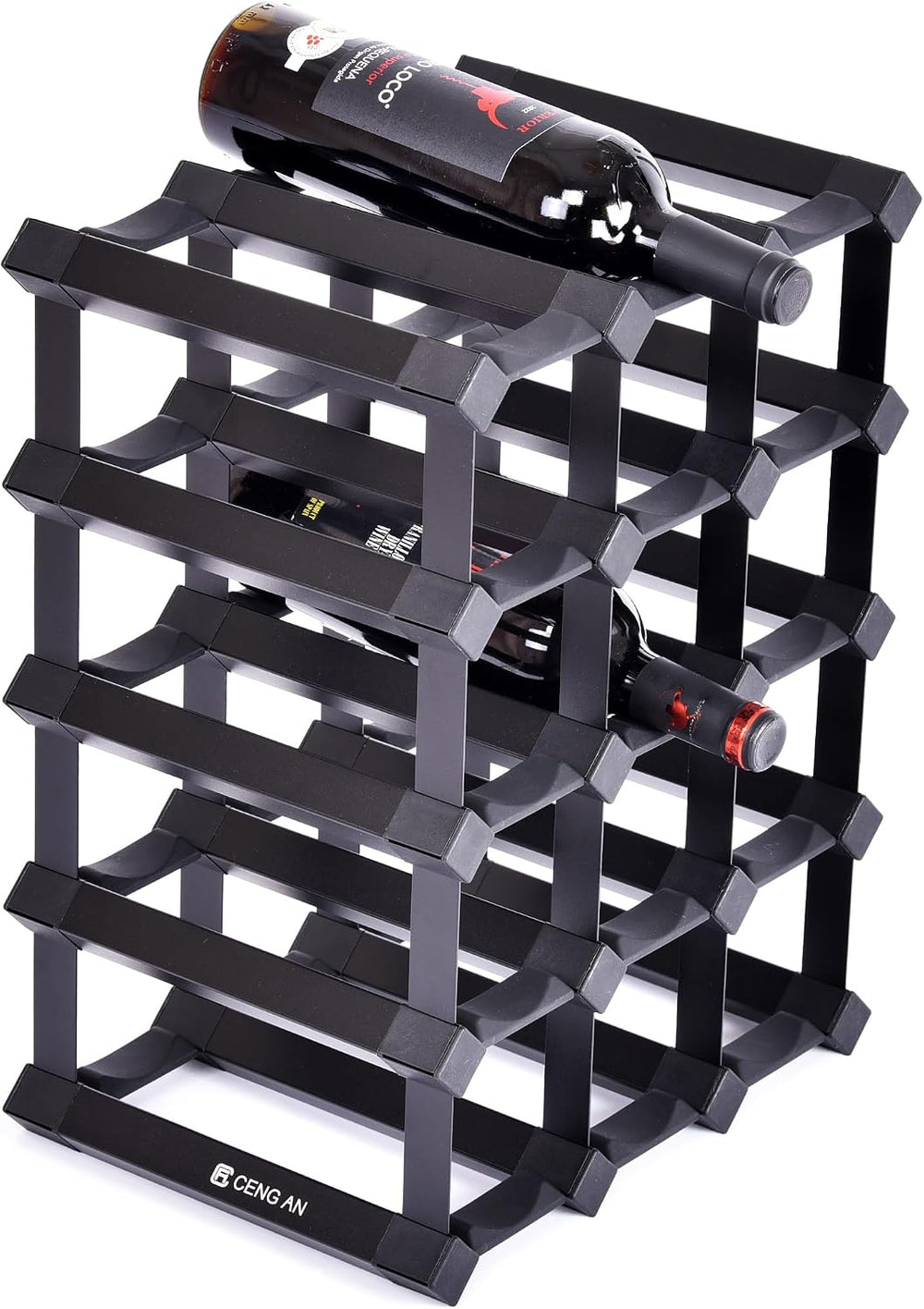 Countertop Wine Rack,16-Bottle Freestanding Modern Black Metal - Original Des...