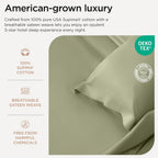 Threadmill California King Sheet Sets |Certified American Supima Cotton Sheets | 656 Thread Count 4 Piece Hotel Quality Luxury Bed Sheets Set with Elasticized Extra Deep Pocket | Sage Green Sheets