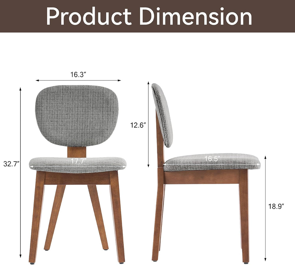 VKNOW Wooden Dining Chairs Set of 2, Mid Century Modern Upholstered Kitchen S...