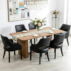 PU Leather Dining Chairs Set of 6 Upholstered Farmhouse Kitchen Chair Side Chairs Wood Accent Chair for Living Room/Dining Room/Bedroom/Restaurant, pgraded Size, Black
