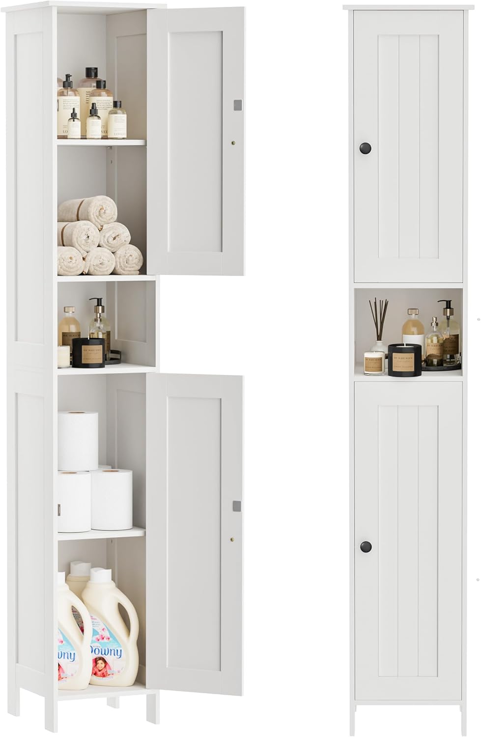 Homleke Tall Bathroom Storage Cabinet with 2 Doors, Slim Bathroom Cabinet | N...