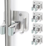 Broom Holder Wall Mount Screw Drilling, Sturdy Heavy Duty Stainless Steel Mop Gripper Rack Perforated, Perfect for Laundry Room Organizer, Fit with Laundry Kitchen Garage Garden Storage System