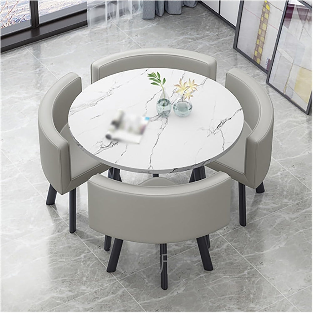 Reception Table and Chair Set, Space-Saving Small Round, Office Club Negotiat...