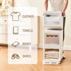 Shoe Box Shoe Storage Box Shoe Storage Organizer ，Under Bed Shoe Storage， With Wheels Stackable (White, 3 Pack)