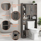 Vabches Over The Toilet Storage Cabinet, Farmhouse Storage Cabinet Over Toilet with Barn Door，Home Space-Saving Toilet Rack, for Bathroom, Restroom, Laundry