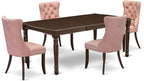 East West Furniture DODA5-MAH-23 5 Piece Dining Room Set Consists of a Rectangle Wooden Table with Butterfly Leaf and 4 Polyester Fabric Upholstered Chairs, 42x78 Inch, Mahogany