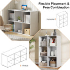 Sweetcrispy 6 Cube Storage Organizer - Open Cube Bookshelf with 3 Removable Back Panels, Display Storage Bookcase for Living Room, Bedroom, Entrance Hall, Home Office，36" Lx11.6 Wx24 H, White
