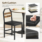 Dining Chairs, Kitchen Chairs with Back Support, Upholstered Seat and Metal Legs, for Kitchen, Living Room, Rustic Brown and Black CY02L4BR