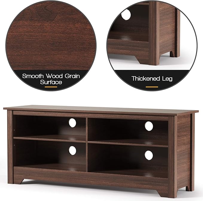 GORELAX Wooden TV Stand, Media Console Cabinet for TVs up to 65 Inch, Media Entertainment Center w/Large Storage Space & Adjustable Shelf, Farmhouse TV Stand for Living Room Bedroom