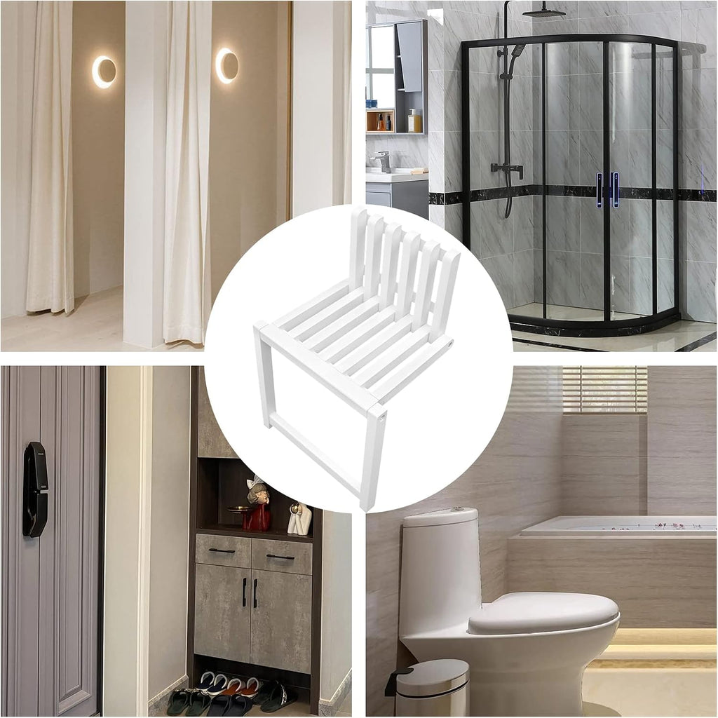 Wall Mounted Chair,Space Saving Hidden Wall Stools,Solid Wood Porch Chair,Door Shoe Cabinet Hidden Footstool Bathroom Balcony Living Stool