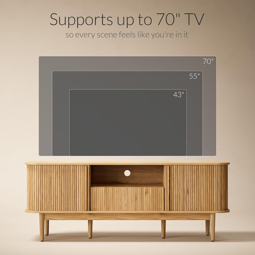 Furniway Modern TV Stand for 45/55/70 inch TV, Entertainment Center with Slid...