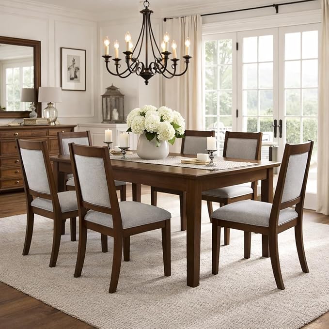 HomePop Open Back Upholstered Wood Frame Dining Chairs - Gray Solid Woven (Set of 2)