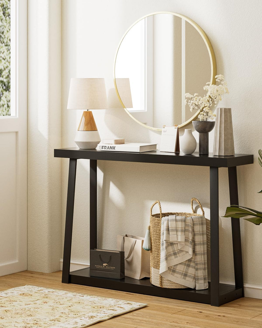 Masupu Console Table with Storage, Sofa Table with Shelf, Narrow Entryway Tab...