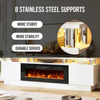 70" TV Stand & Entertainment Center, Media Console with Storage Shelves, Fits TVs up to 80", Modern Living Room Furniture, 36" Electric Fireplace (White+Black)