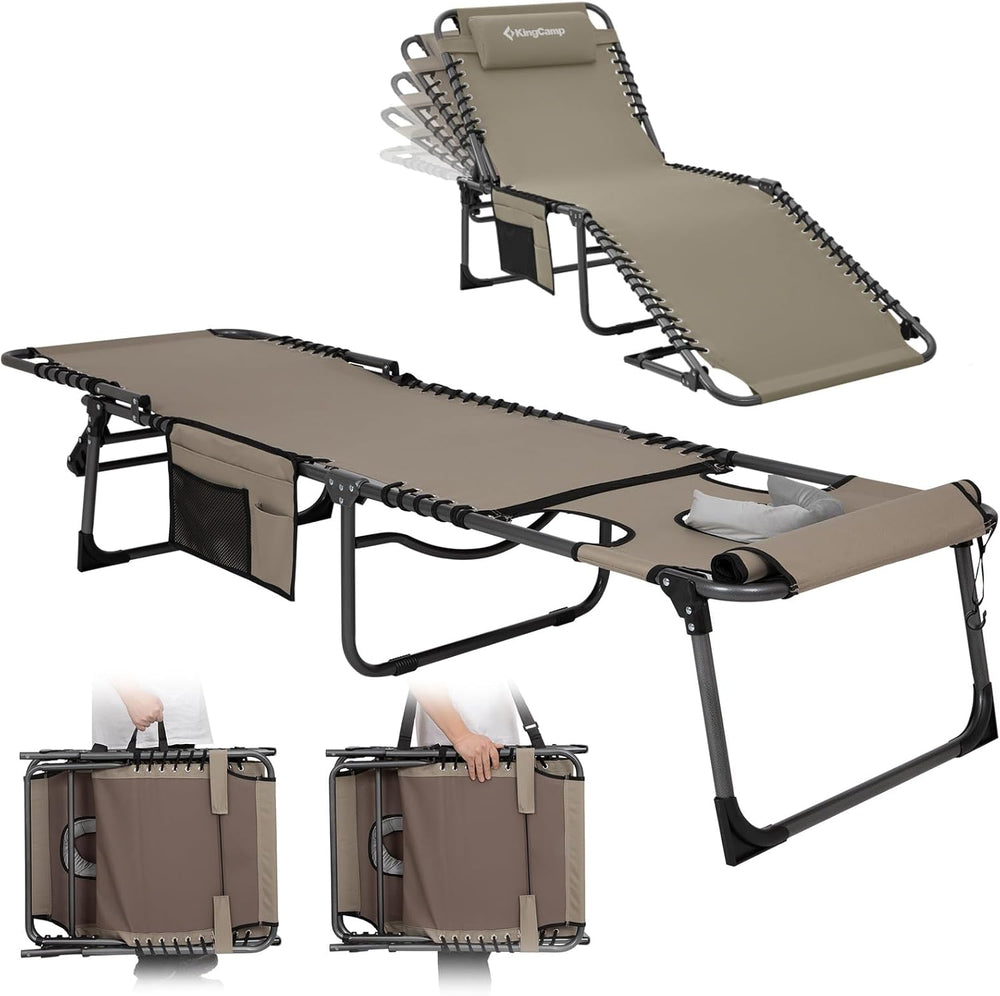 KingCamp 400LBS Tanning Chair with Face Hole, Beige