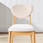 Best Choice Products Dining Chairs Set of 2, Mid-Century Modern Upholstered Wood, Armless w/Seat Cushion, Padded Backrest - Oak/Cream