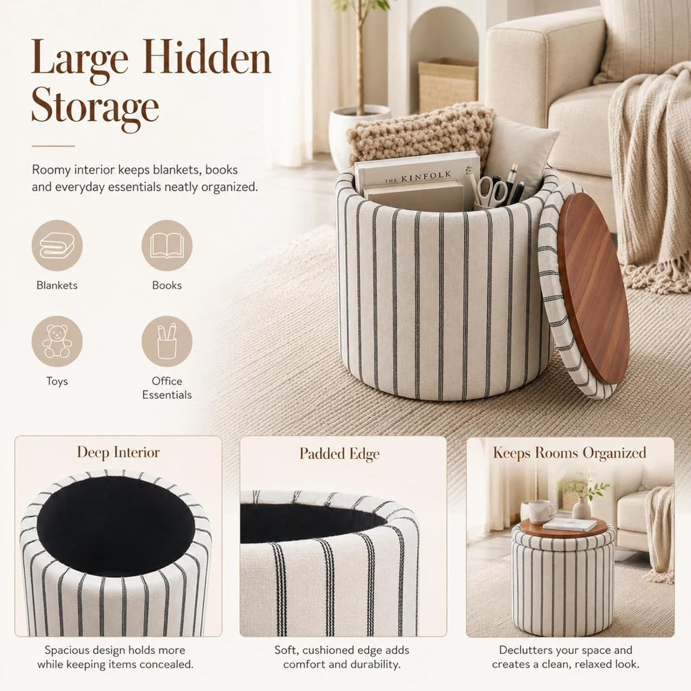 Wimarsbon 18inch Storage Ottoman with Detachable Tray, Mid Century Large Capa...