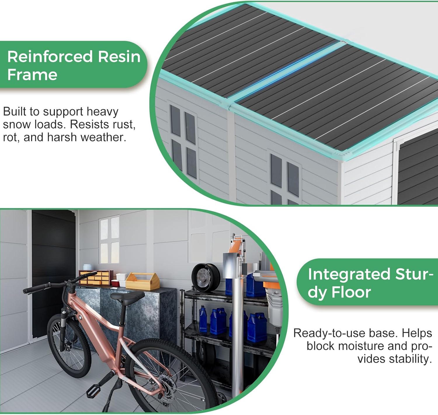 4x8 FT Plastic Storage Sheds Outdoor with Floor and Window, Lean to Resin Shed Easy to Install, Compact Sheds & Outdoor Storage/Tool Shed for Backyard Patio Lawn, Gray