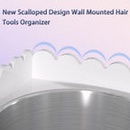 Hair Tool Organizer, Wall Mount Acrylic Hair Dryer Holder with 2 Cups Box Organizer, Scalloped Hair Styling Tools Organizer for Curling Iron Straightener Bathroom Storage(2 Cups Scalloped Box Set)
